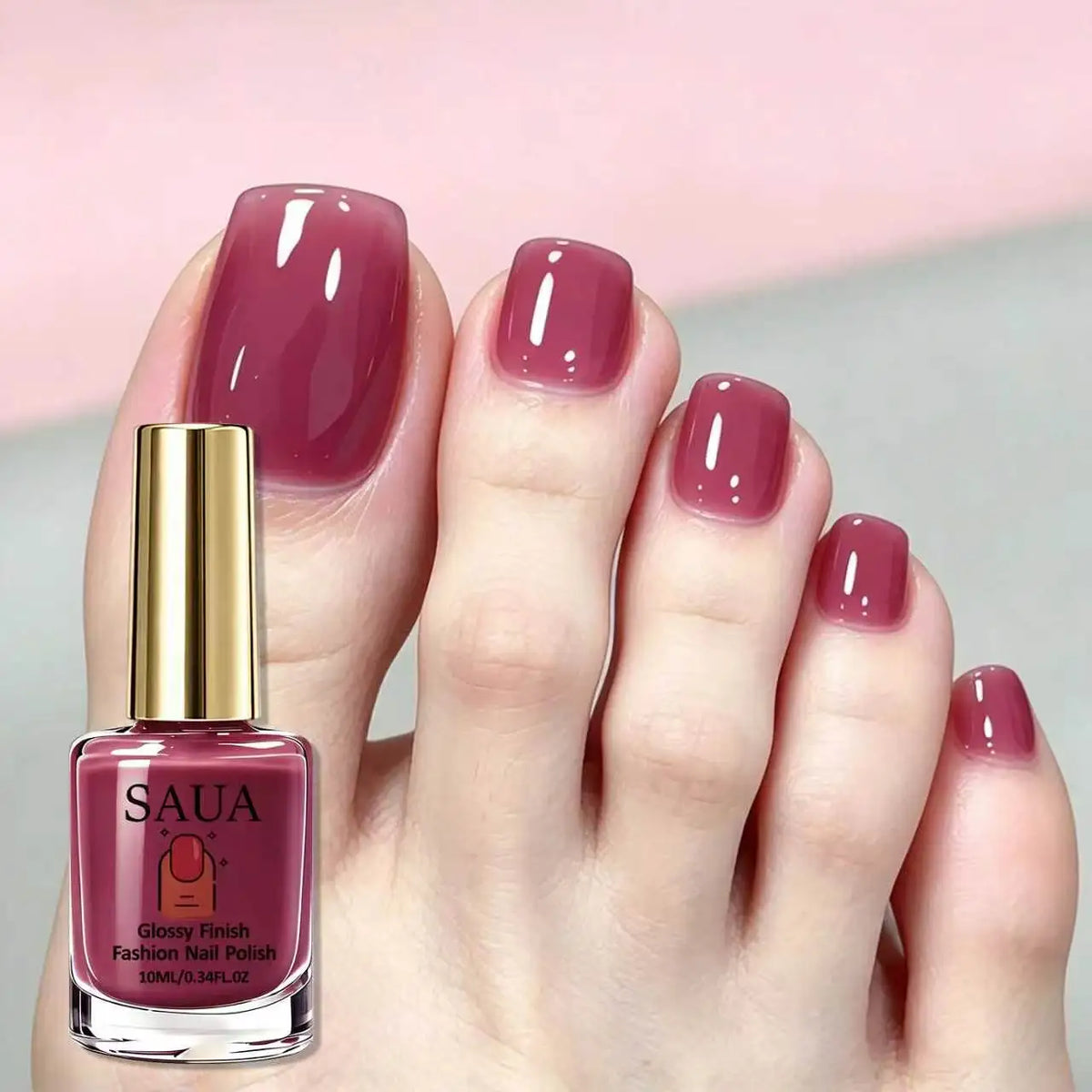 10ML Ice Transparent Plum Color Nail Polish, Berry Rose , No UV Lamp Needed, Long-Lasting, Convenient, Elegant Manicure