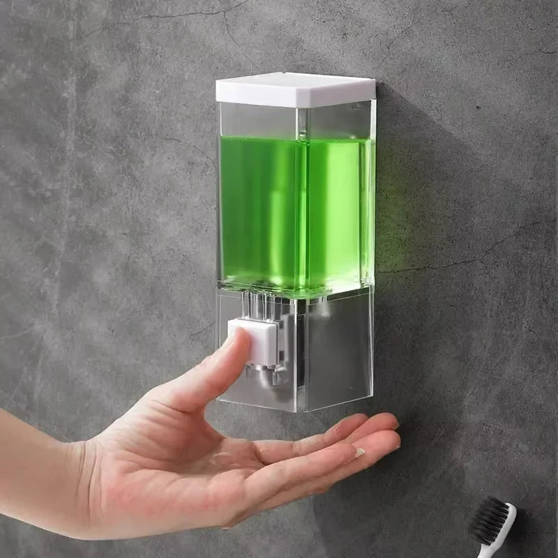 Homefish Wall Mounted Manual Press Soap Dispenser Punch-Free Traceless Installation Transparent Disinfectant Bottle for Bathroom