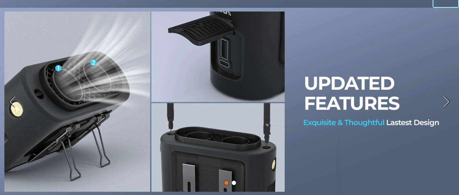 14500mAh Multifunctional USB Waist Clip Fan with Light, Plastic Portable Cooling Fan for Car Outdoor Home