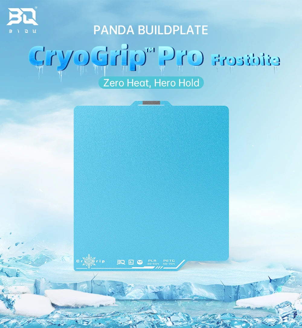BIQU Panda Build Plate CryoGrip Pro Coating No Clog Spring Steel Double-sided for BambuLab Voron Kobra Adventurer 5M 3D Printer