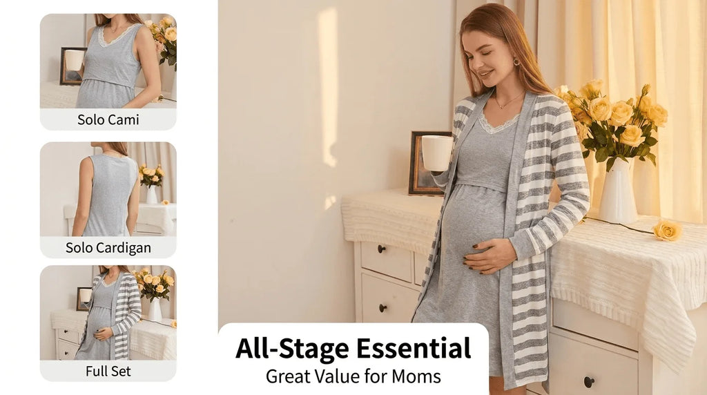 2-piece set, pregnant women, nursing long-sleeved pajamas set, autumn and winter loungewear, nursing nightgown, maternity clothes.