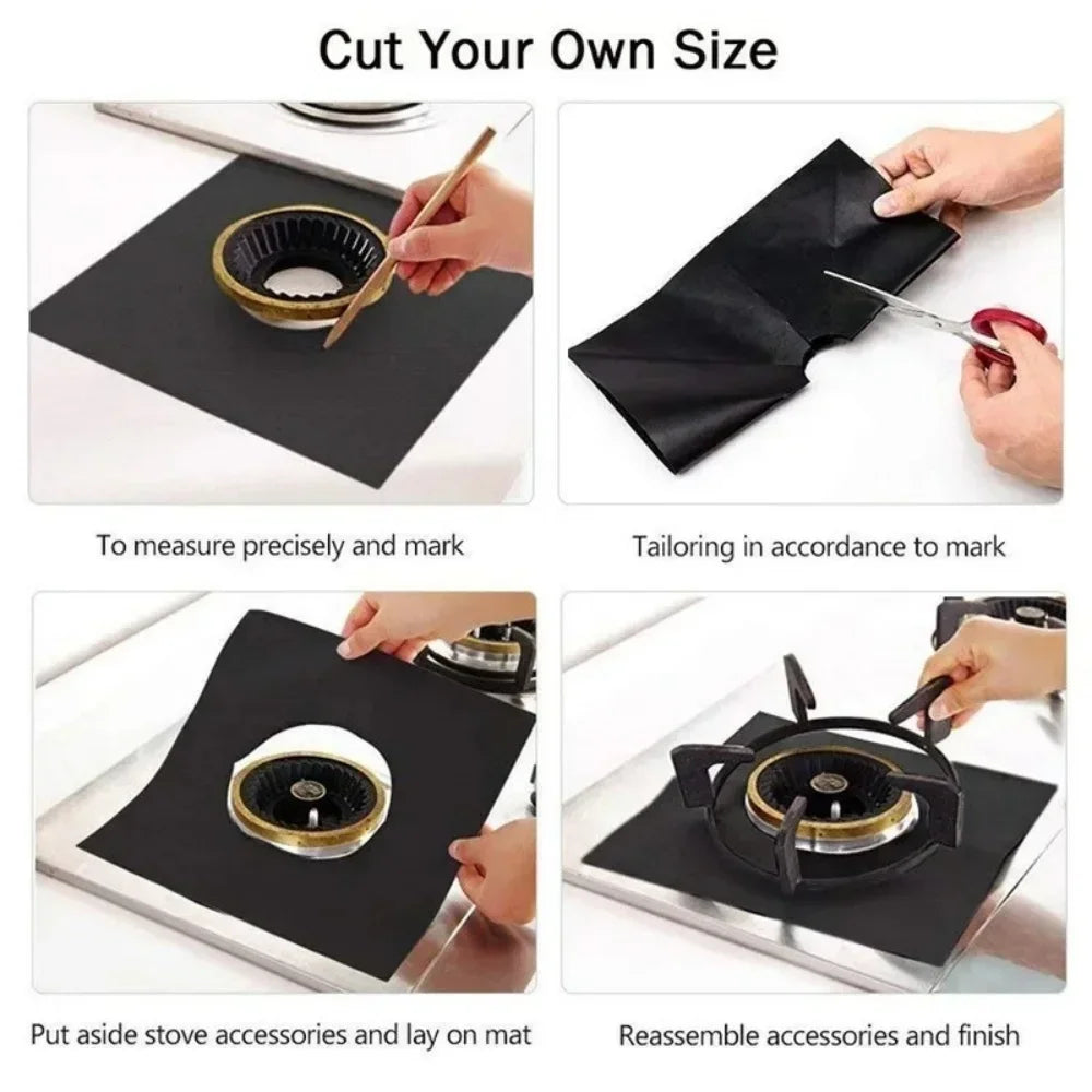 4pcs Washable Gas Stove Surface Protection 27cm Pad Oil And Dirt Resistant Kitchen Cleaning Accessories Household Cooker Tools