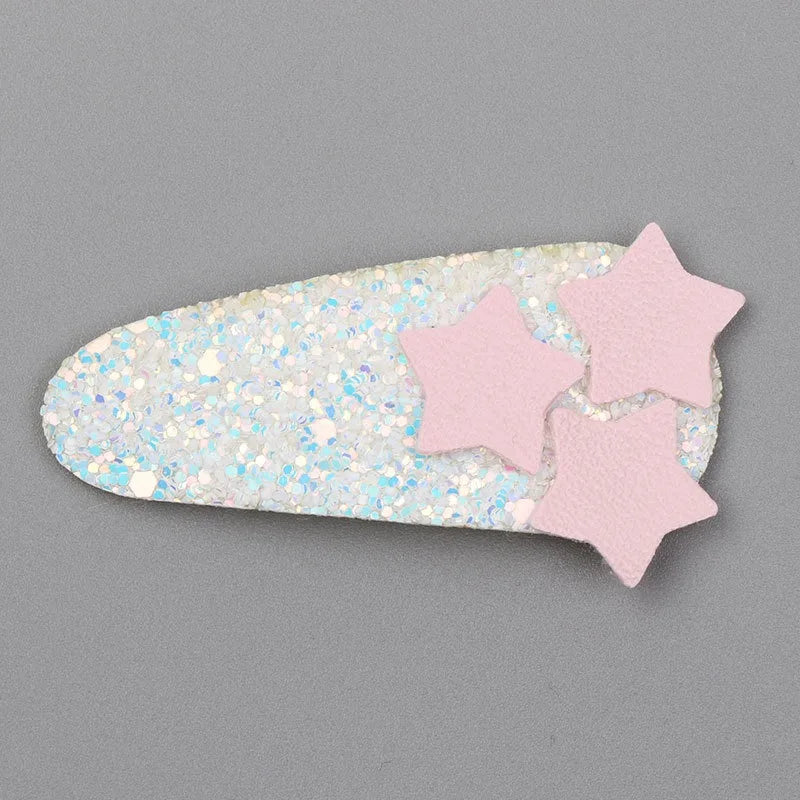 Kids Hair Clips Flocked Glitter Star Snap Clips for Toddlers Girls Soft Front Hair Clips Fall Winter Boho Hair Accessories New