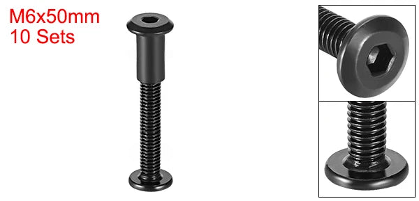 Uxcell 10 Sets M6 Screw Post Fit for 5/16"(8mm) Hole Dia 16mm-50mm Leather Fastener kitchen Furniture Cabinet Connectors Free