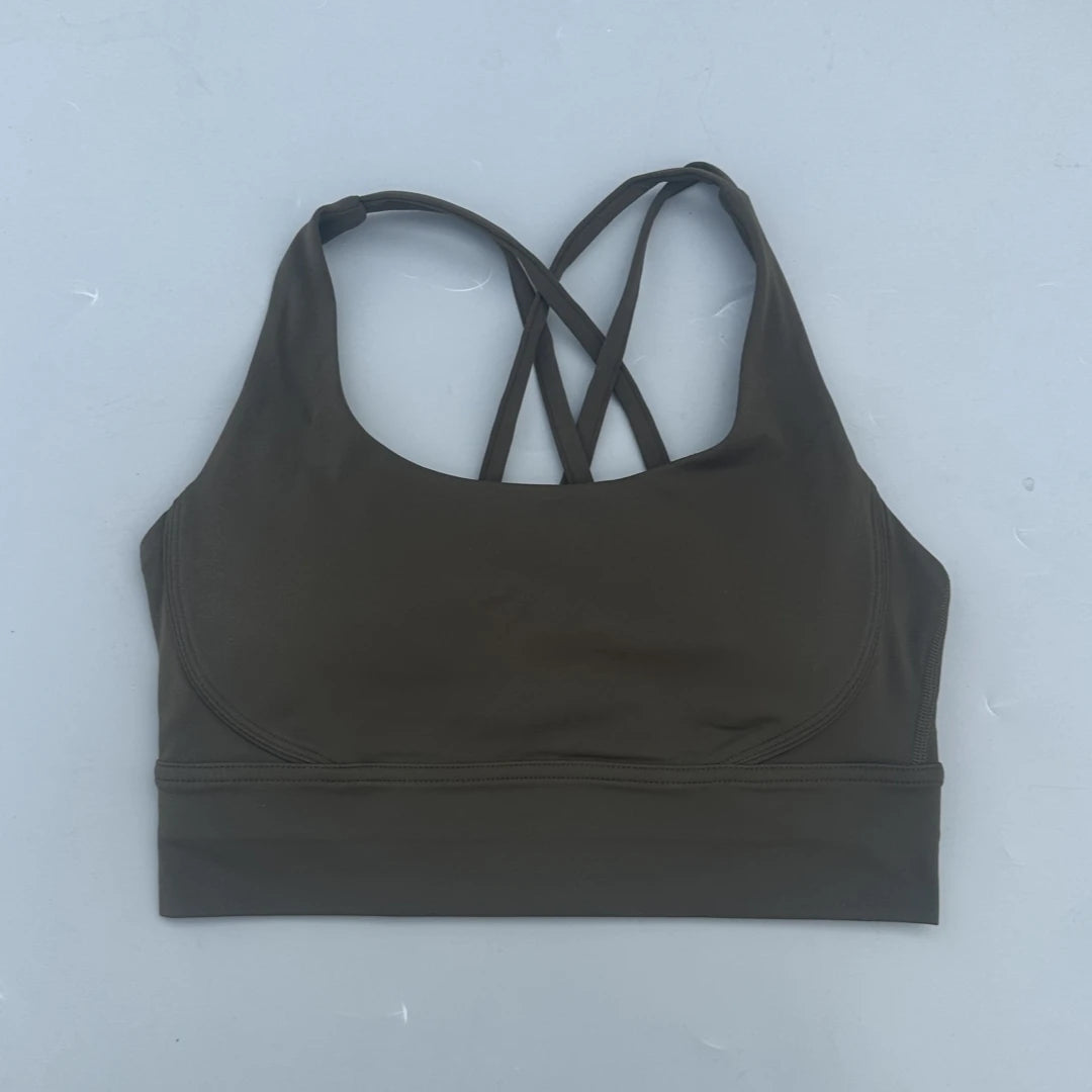 Solid Color Women Fitness Sport bra top soft tight Comprehensive training jogging gym yoga underwear cross back With chest pad