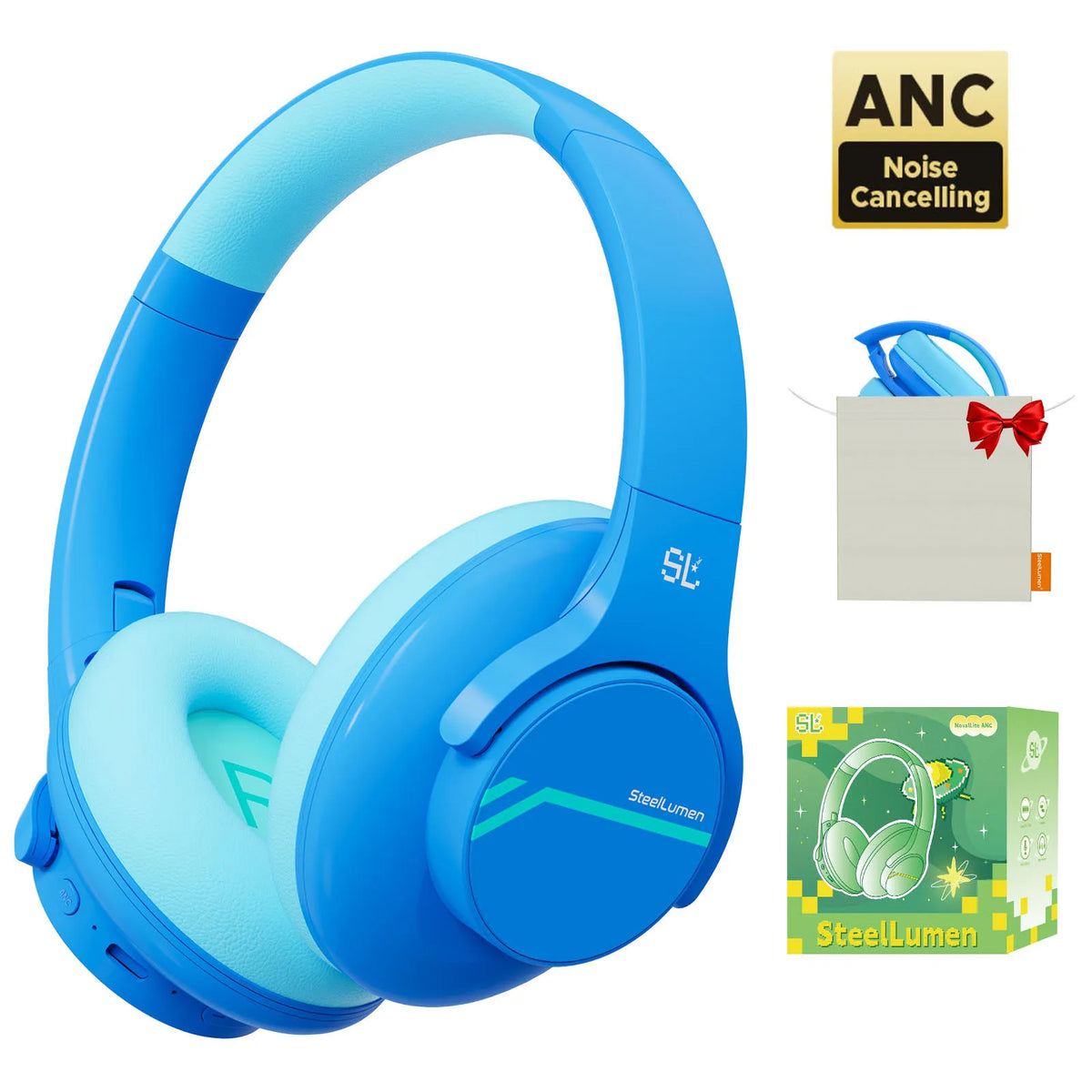 ANC Kids Wireless Headphones Noise Cancelling Bluetooth Earphones For School Travel Soundproof Headset Kids Protection Hearing