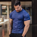 Fitness Muscle Men Loose Quick Drying T-shirt Running Training Clothes Summer Cool Trend Personality O Collar Short Sleeve