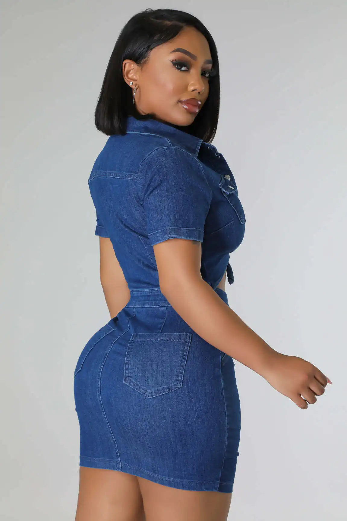 Bodycon Dress Women Denim Dresses Mom Jeans Short Sleeve Mim High Waist Vestidos Sexy Streetwear Elegant Y2k Party Club 2025