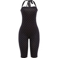 Weird Puss Sexy Backless Rompers Woman Polka Dot Print Bandage Halter Sleeveless Skinny Peach Hip High Street Fashion Playsuits