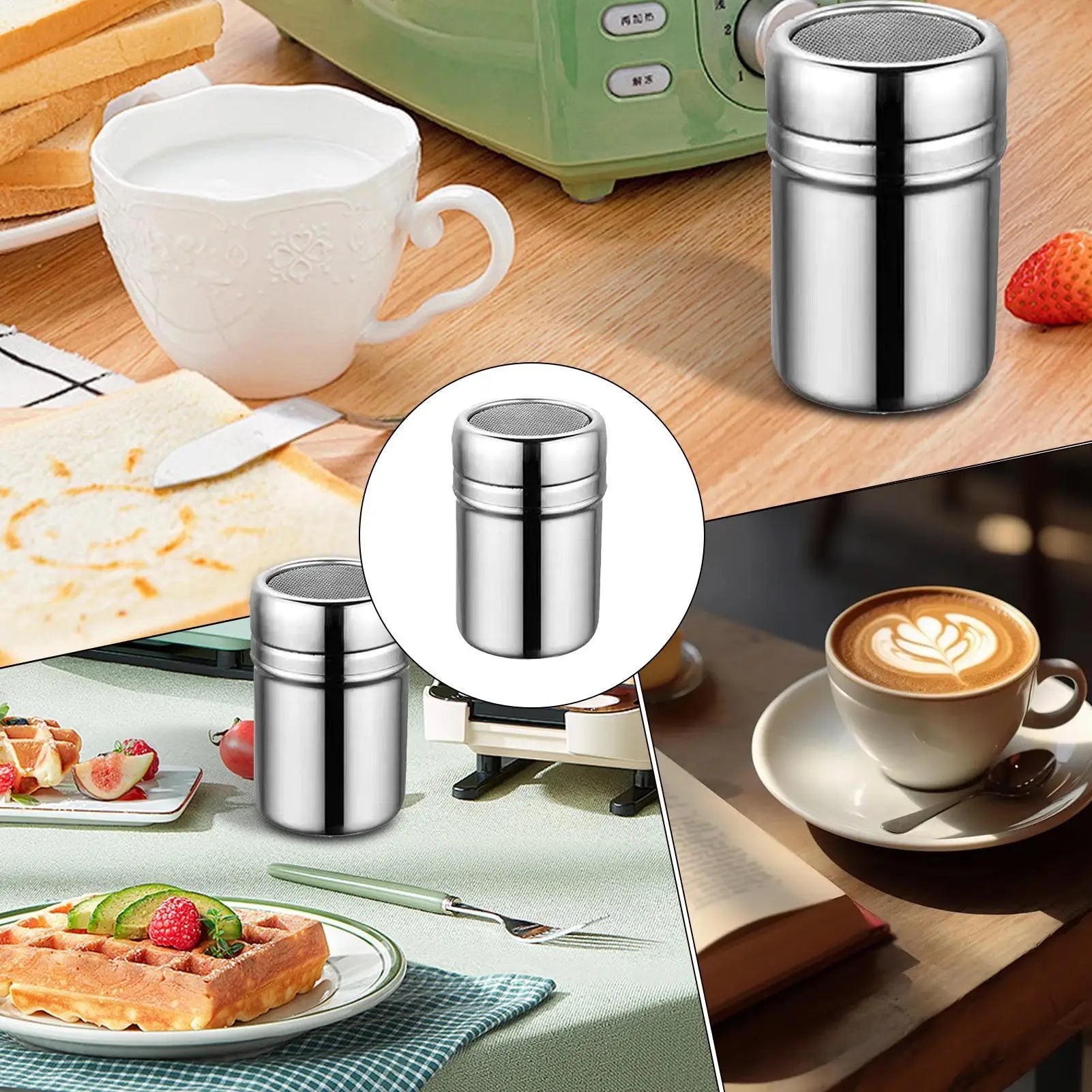 S/M/L Powder Sprinkler Bottle Stainless Steel Flour Sifter And Shaker Bottle Kitchen Gadgets Powder Shaker For Salt Sugar Cocoa