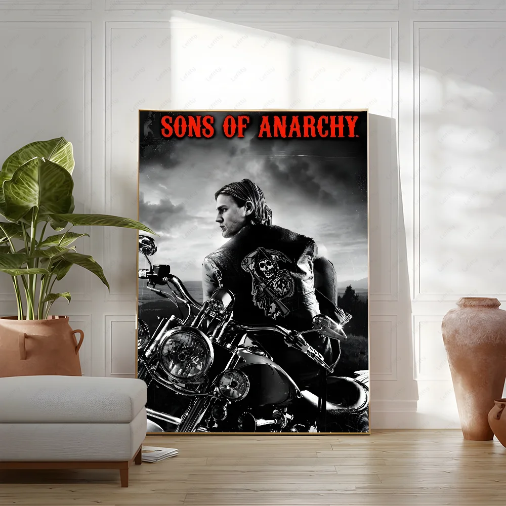S-Sons Of A-Anarchy Crime Movie Poster Sticky Wall Art Printing Waterproof Home Living Bed Room Bar Hallway Aesthetic Decor