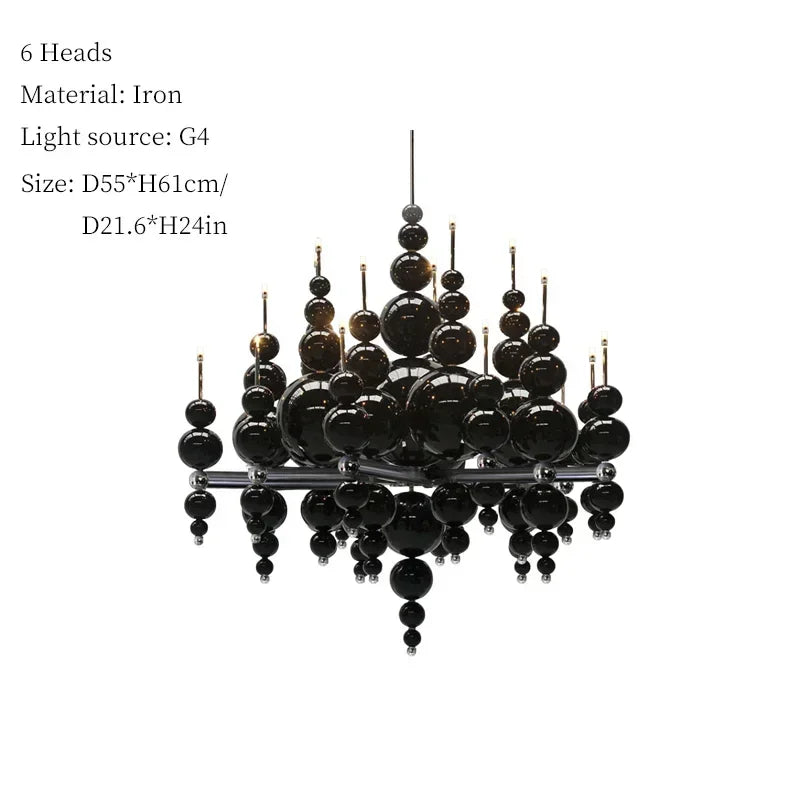 Luxury Living Room Black Chandelier Designer Tears From Moon Chandelier For Ceiling Restaurant Large Dining Table Hanging Lamp