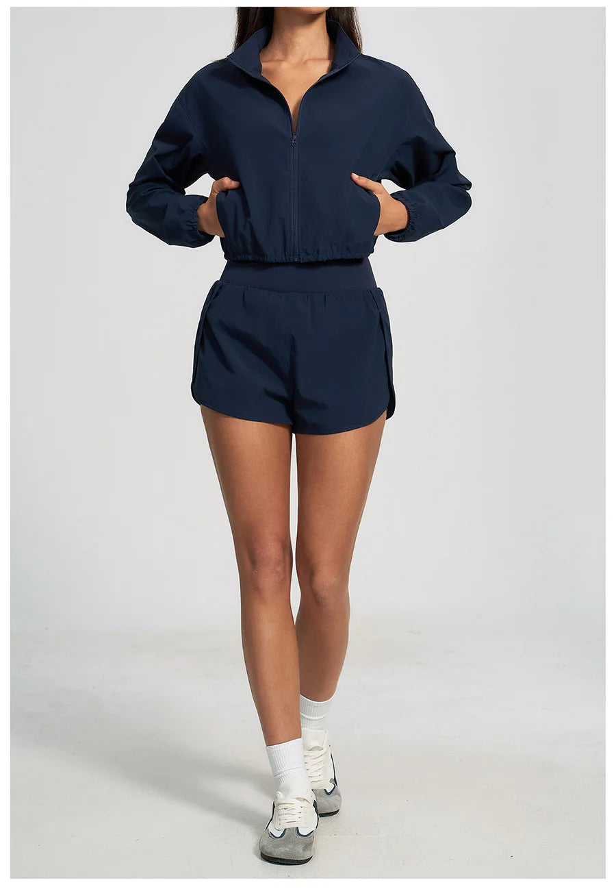 Women Outdoor Running Suit Two Pieces Yoga Set Breathable Quick Dry Fitness Sportswear Workout Clothes Sports Outfit