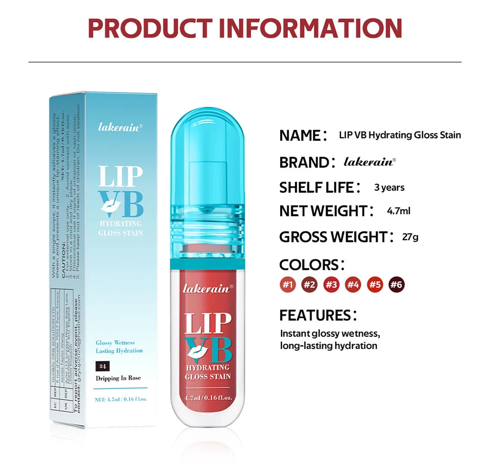 Lip IV Glossy Hydrating Lip Stain Instant Shine Long Lasting Moisture Nourishes Soothes Dry Lips Suitable For All Skin Makeup