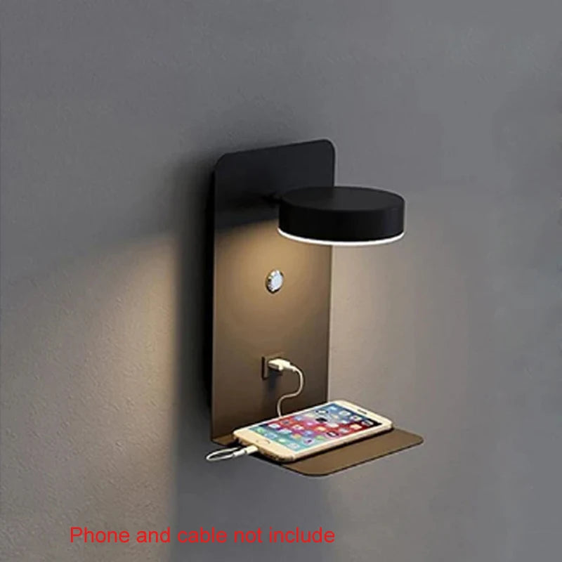 LED Wall Light Interior  Mobile Phone Charging USB Wall Lamps With Switch Bedroom Bedside Reading Lights Decoration Living Room