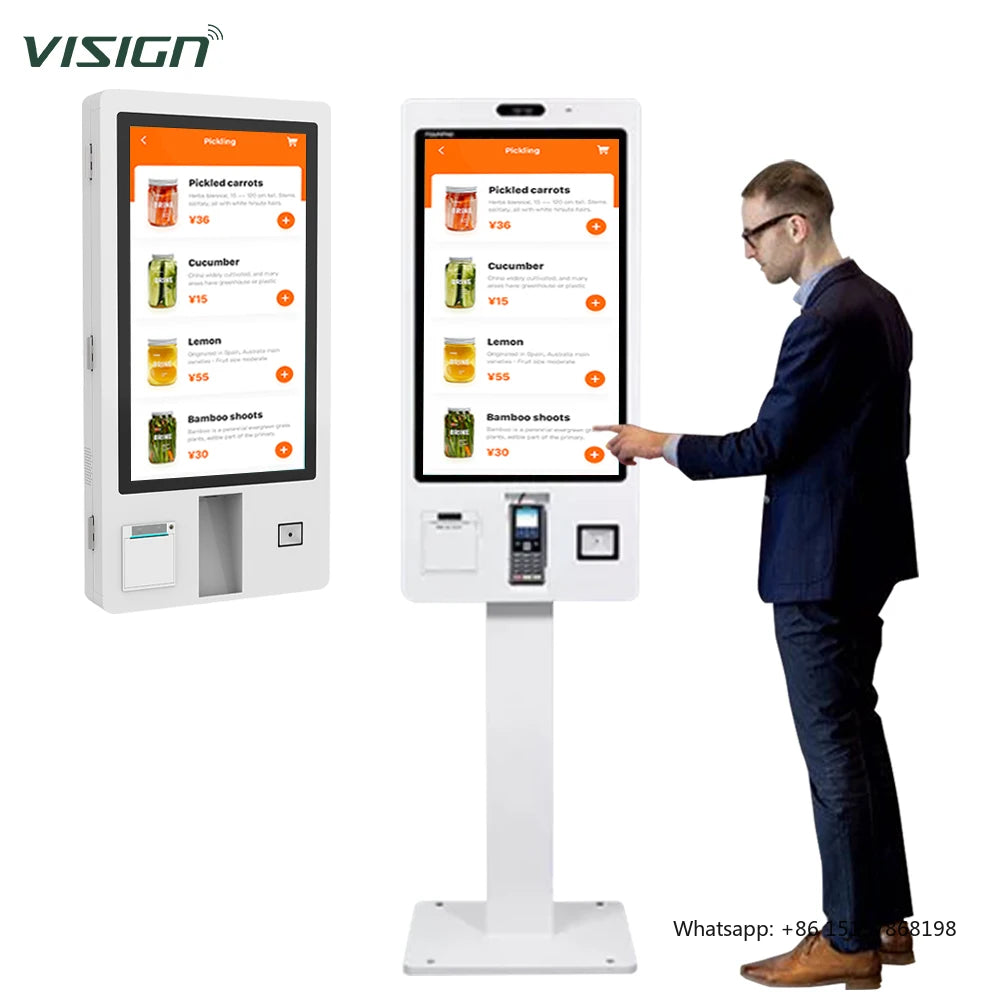 VISIGN 27 32 43 Inch Interactive Self Service Payment Kiosk Interactive Touch Screen Kiosk Self Ordering Kiosk Machine for Hotel