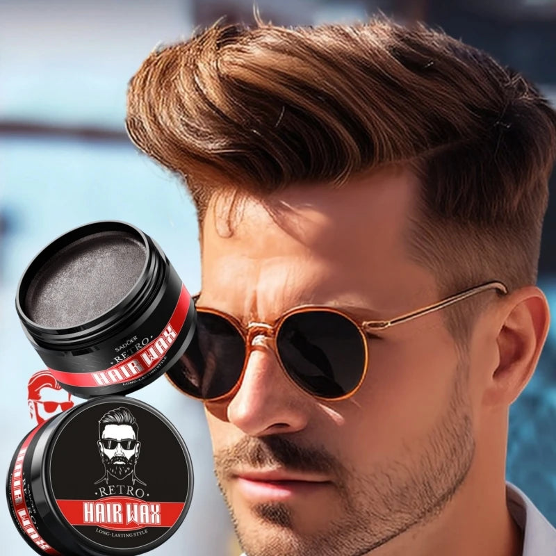 100g Men's Retro Hair Wax for Strong Styling and Natural Volume, Rich in Ginseng Root Extract, Keratin and Other Ingredients, with a Fresh Texture That Is Not Sticky, Easy to Clean, and Can Be Applied Gently to the Hair to Pr