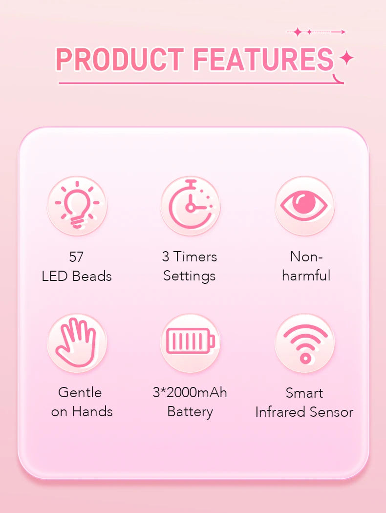 180W UV LED Nail Lamp 57LED Rechargeable Nail Dryer For Curing Polish Gel Wireless Manicure Machine With Smart Sensor Salon Tool
