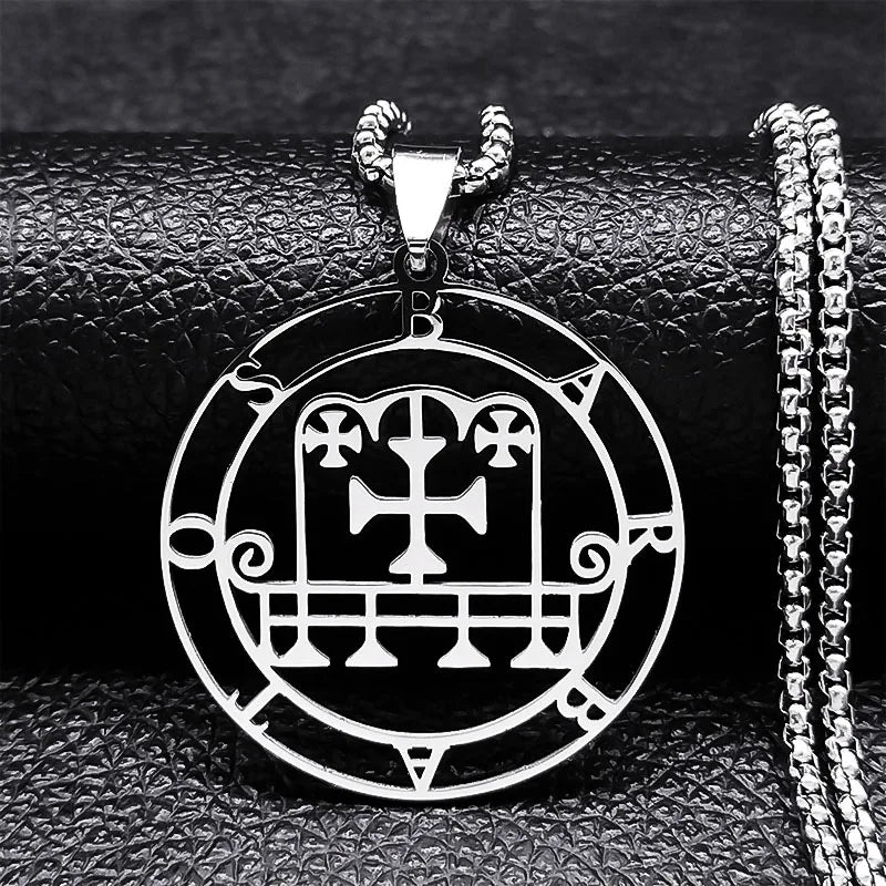 2024 Fashion Sigeal Sigil De Lucifer Stainless Steel Satan Necklace Asmoday Lazer Key Baphomet Stamp Jewelry N7118S03