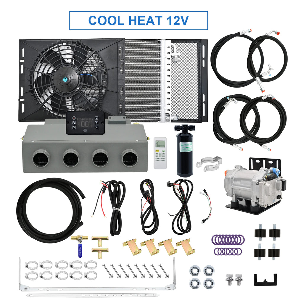Universal 406‑4 Holes 12V/24V 3400Kcal Electric Auto A/C Compressor Evaporator Assembly  Air Conditioning System for Car Truck