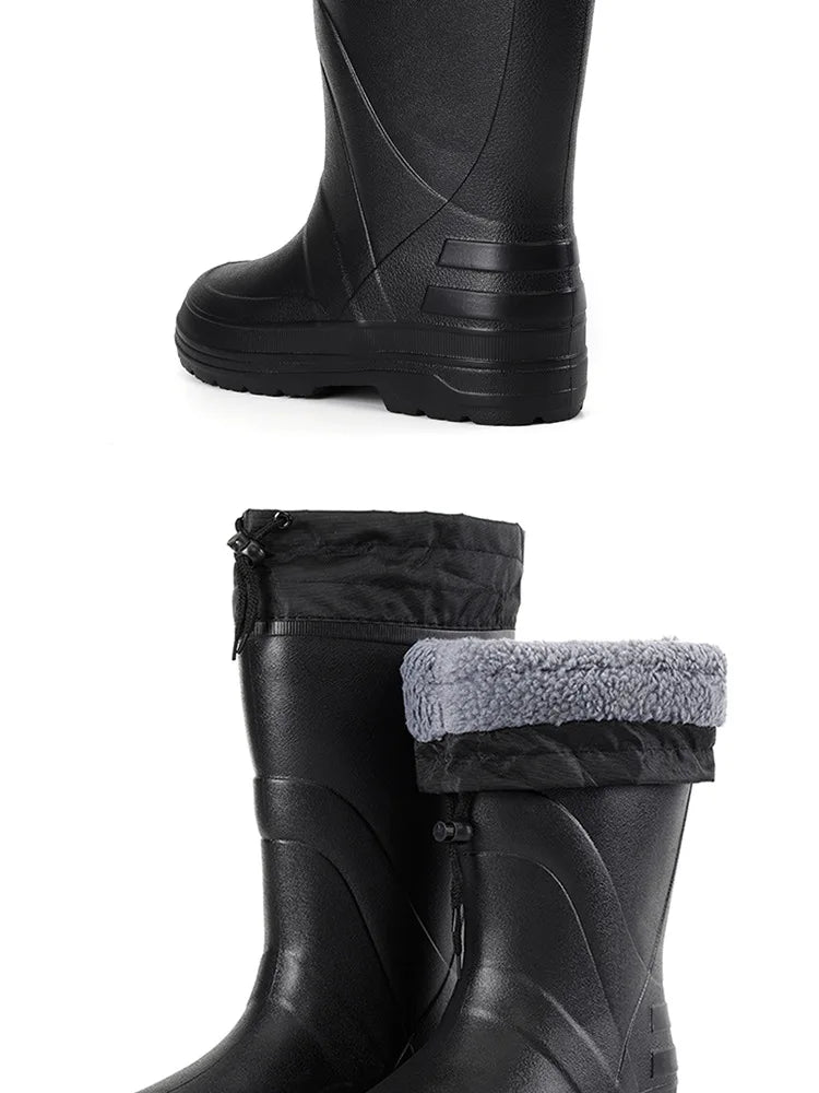Winter Rain Shoes for Men EVA Non-slip Men Snow Boots Plush Warm Waterproof Shoes Comfortable Platform Men Work Shoes Plus Size