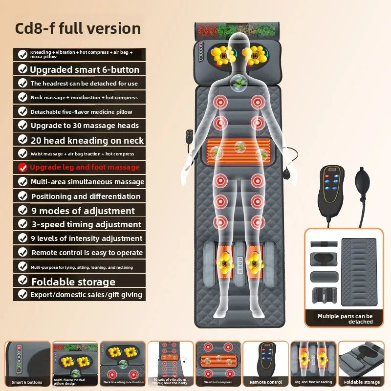 Crossborder Electric Massage Mattress Smart Home Use Full Body Heated Neck Back Waist US Massager Neck Massage Pillow Massager