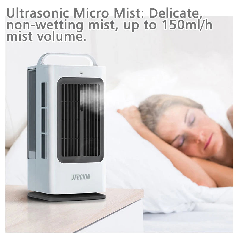 1.7L 3-IN-1 Mini Portable Air Cooler with Intelligent Touch Control 120 Degree Swing Air Conditioner 3-Speed Household Desk