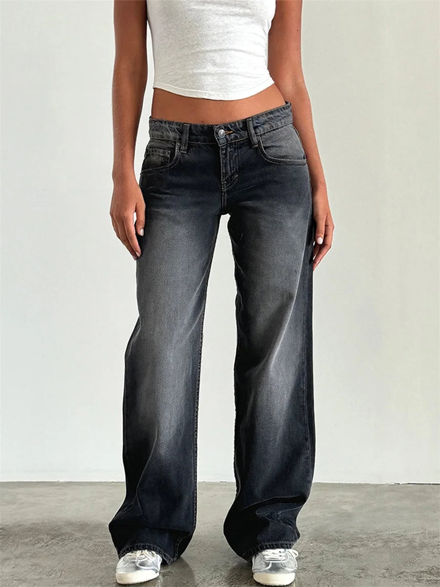 Women Wide Leg Jeans Casual High Waist Baggy Boyfriend Denim Pants Y2K Straight Streetwear Jeans Mom Jeans Trousers