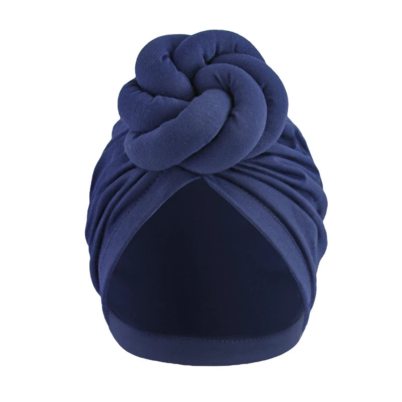 Women's Fashion Turbans New Large Plate Flower Knotted Turban Cotton Chemo Cap Headscarf Beanie Hat Headwear Turbante Mujer
