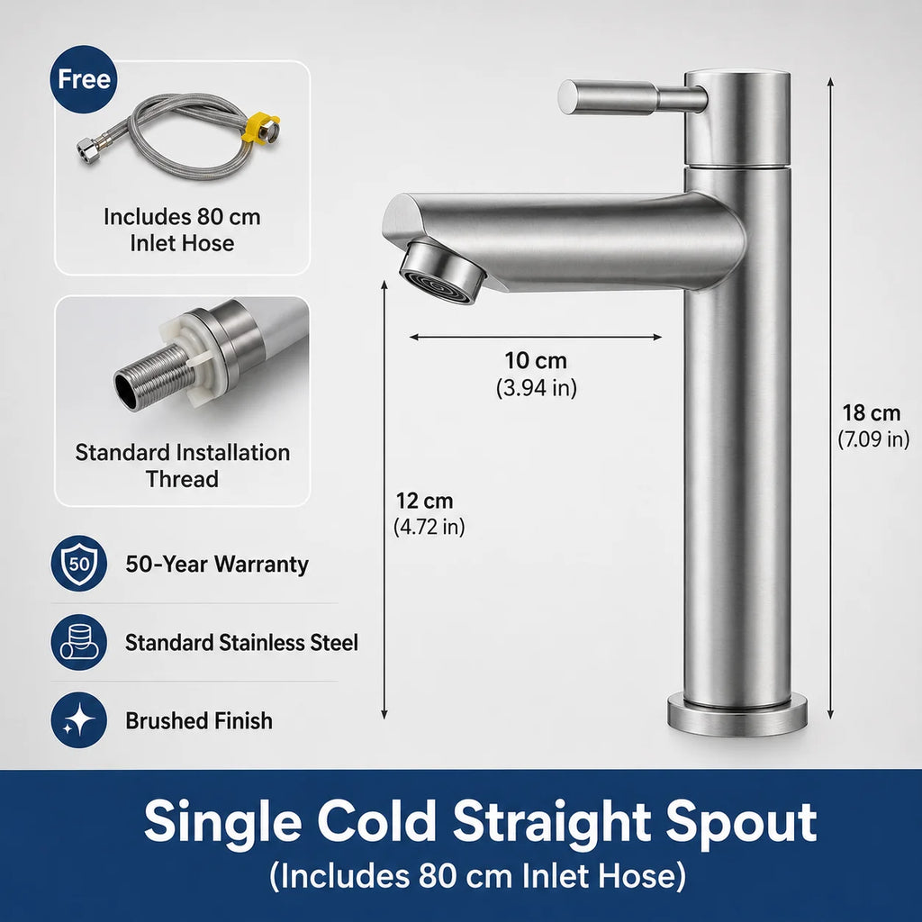 Stainless Steel Bathroom Faucet Hot Cold Water Mixer Tap Basin Faucet Matte Black Silver Single Handle Sink Taps