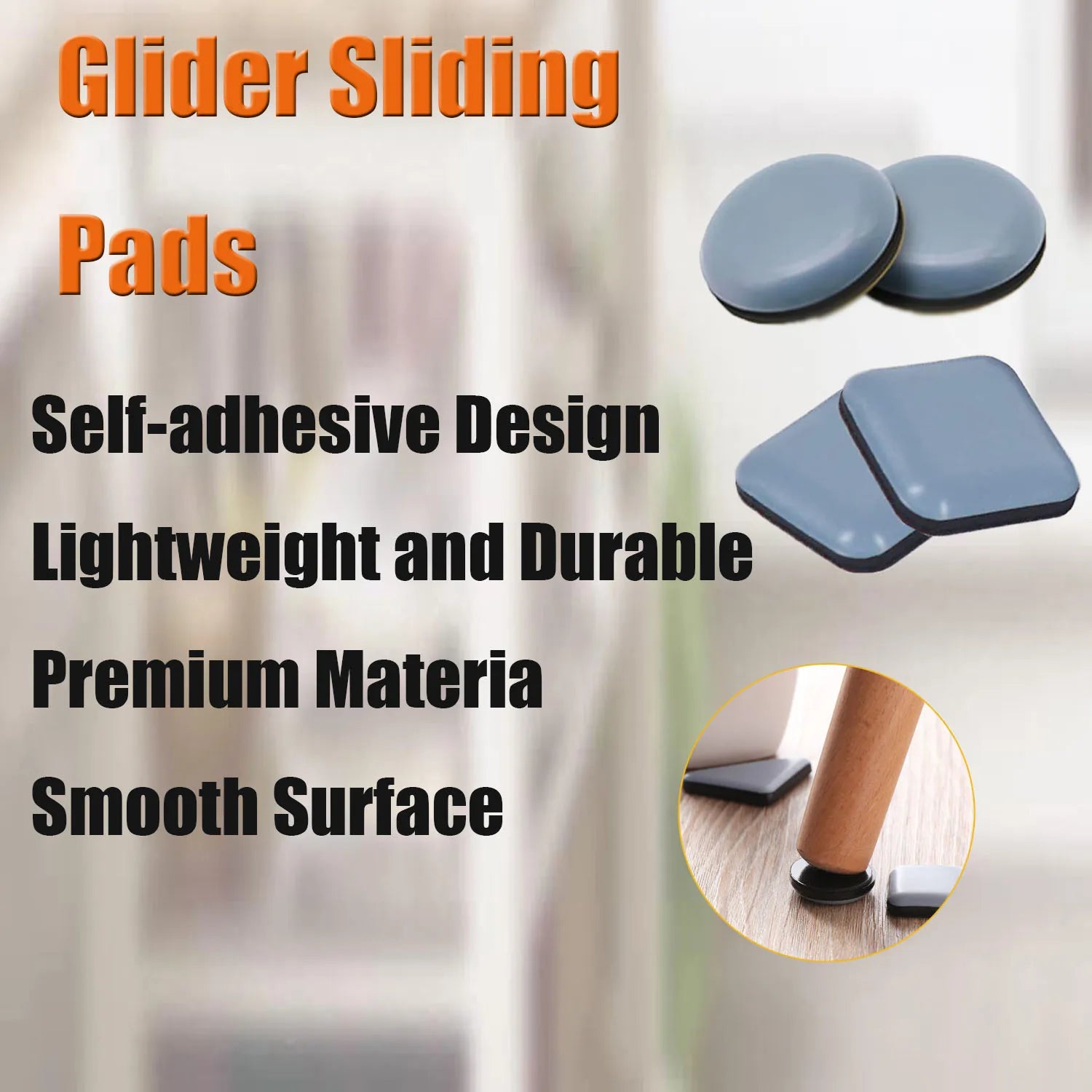4~16pcs Feet Gliders Sliding Pads Home Furniture Sliders Furniture Gliders PTFE  Floor Mover Pads For  Household Hardware