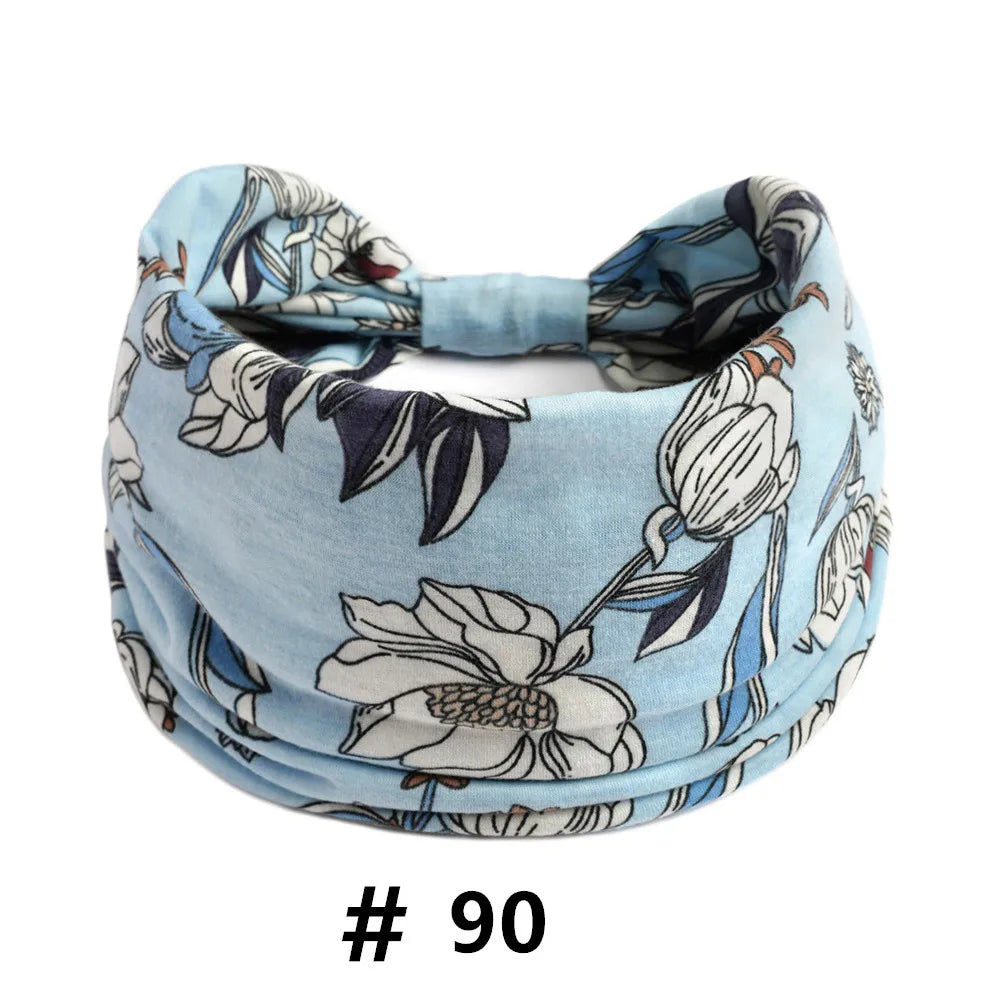 Boho Headbands for Women Cotton Wide Head Bands Stretch Hairband Non Slip Workout Yoga Running Turban Headwrap Hair Accessories