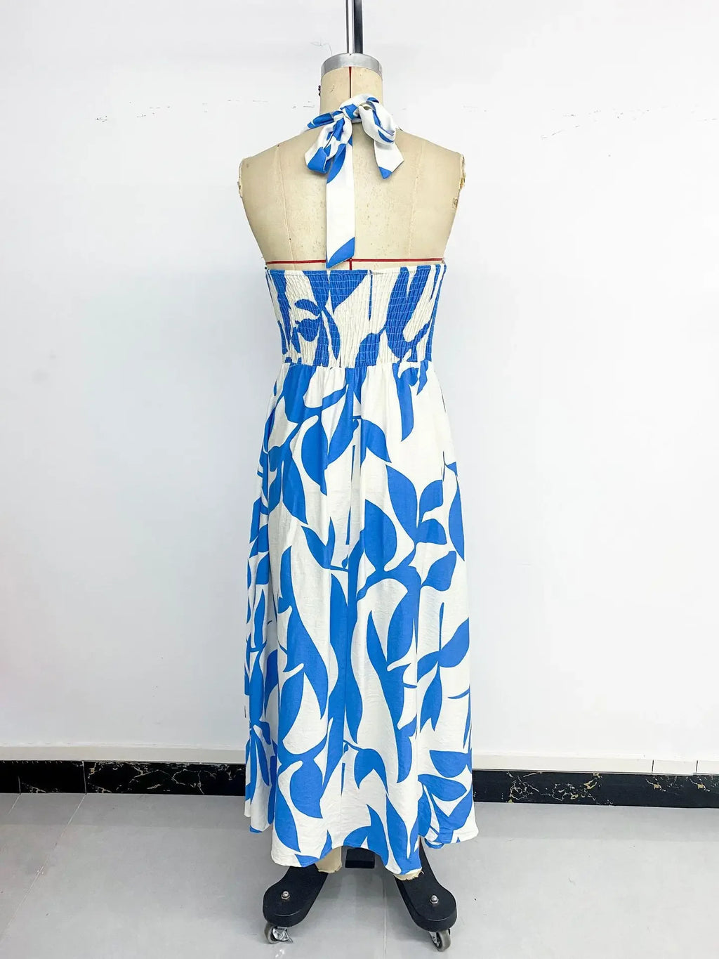 Vacation Floral Print Women's Summer Halter Neck Backless Casual Long Dress Sexy Boho Sleeveless Beach Party Maxi Dresses Ladies