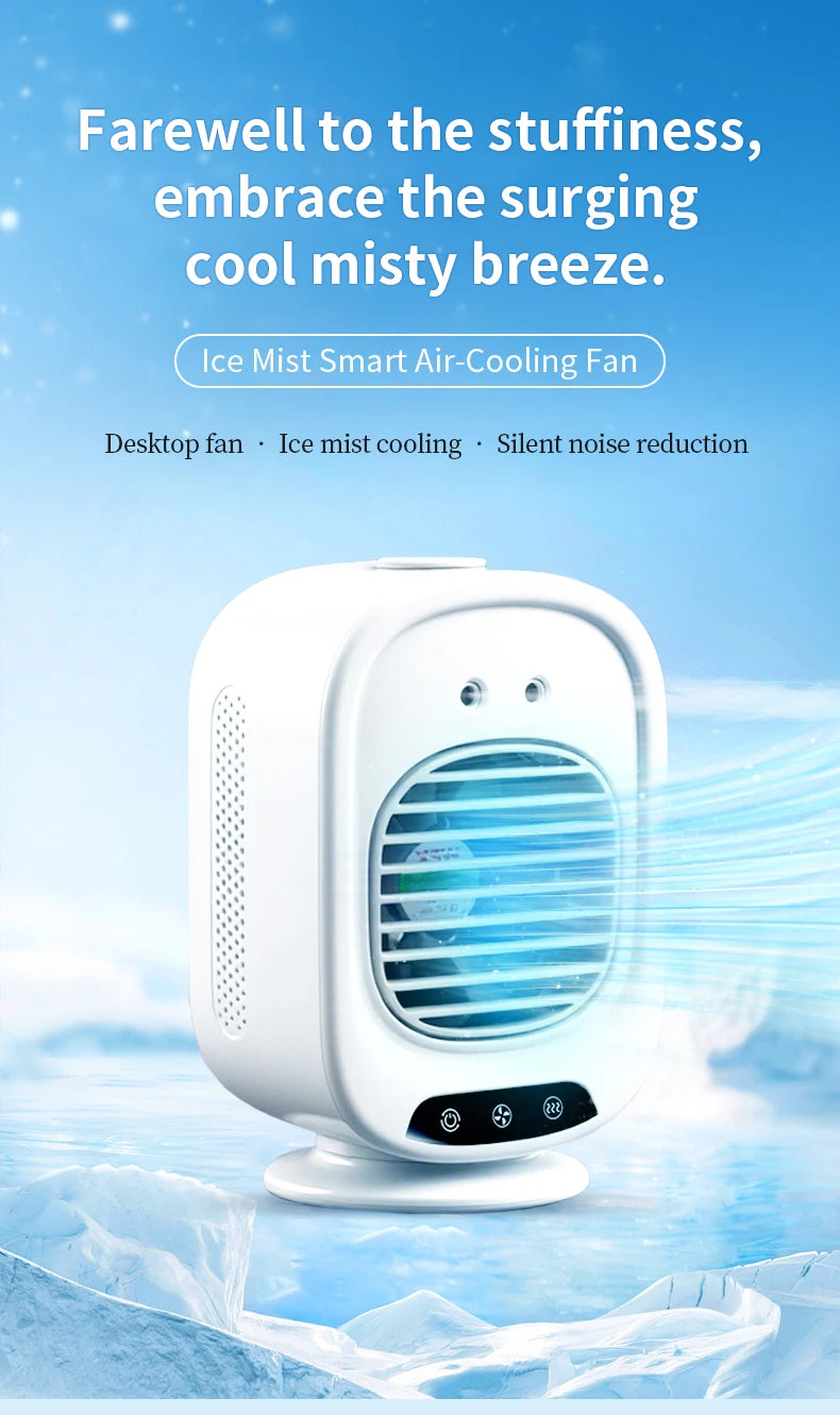 2026 New Portable Home Mini Air Conditioner Fan Spray Cooling Humidifier Desktop Mobile Cold Wind Machine