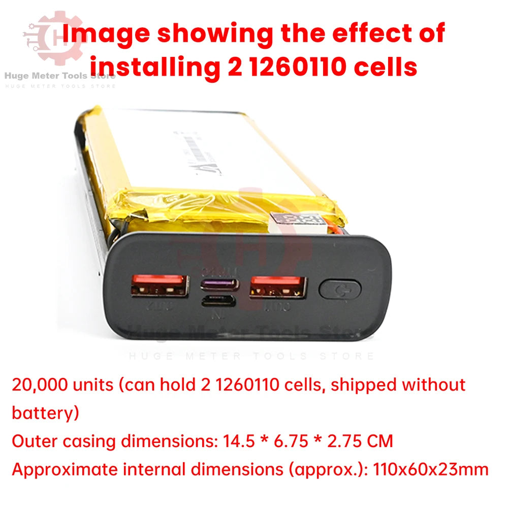 22.5W Fast Charging Power Bank DIY Kit 1260110 Battery Case Power Bank Type C Supports PD/QC/VOOC 20000mAh Power Bank Case