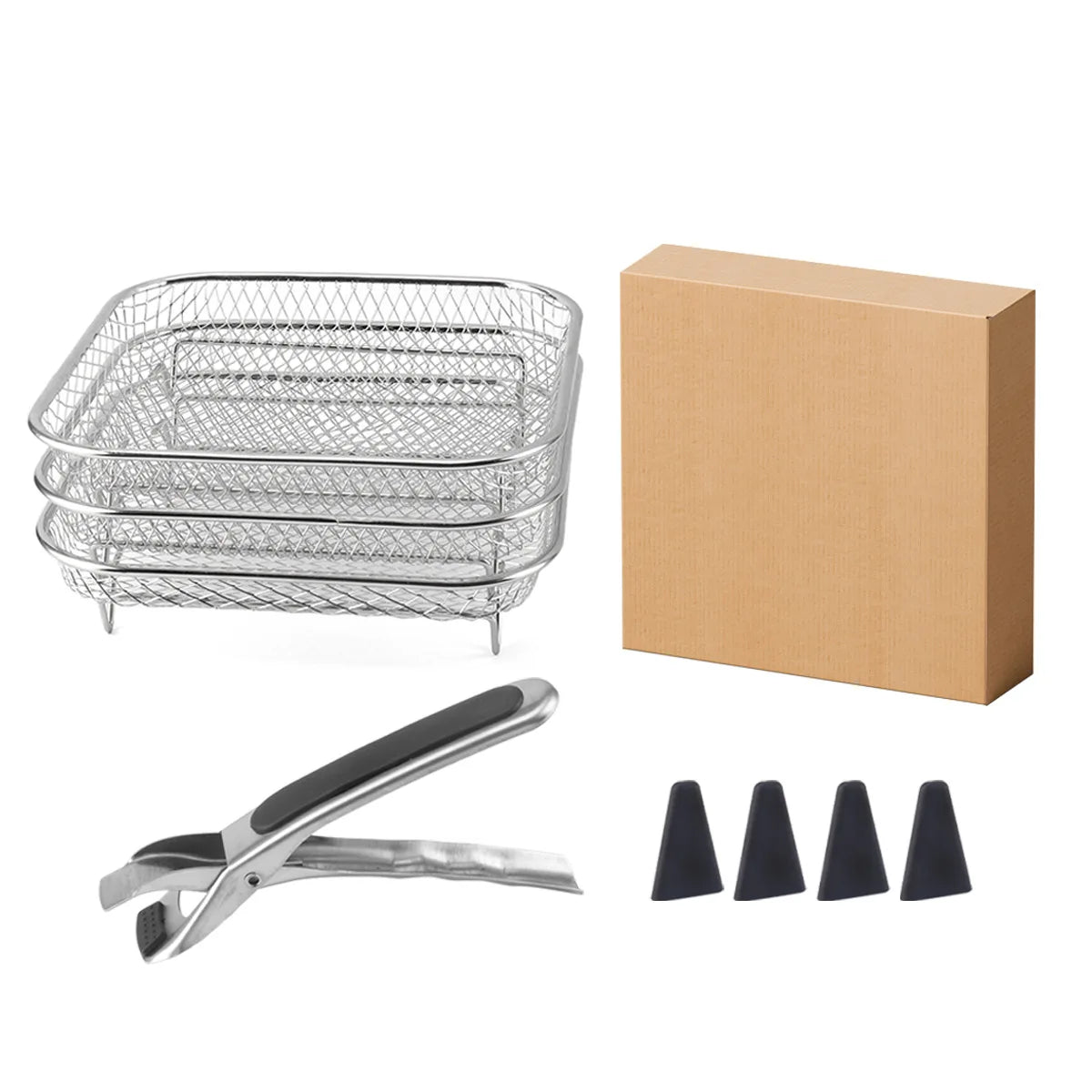 PLOVG Stackable Air Fryer Racks Set Stainless Steel Grilling Oven Steamer Cooker Home Kitchen Gadgets Round Square Rectangle