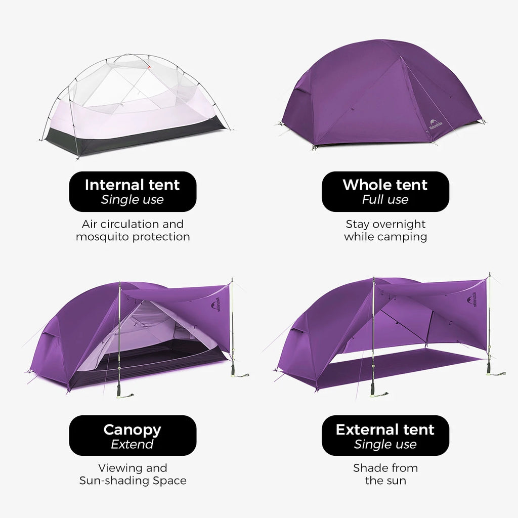 Naturehike Tent Mongar BASE/PRO/UL 1 2 3 Person Tent Ultralight Outdoor Camping Tent Waterproof Hiking Backpacking Tent Awning