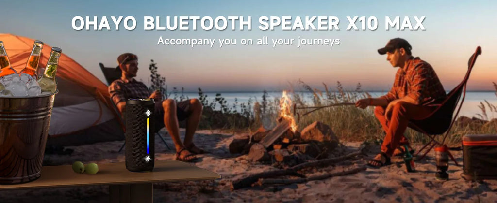 OHAYO Bluetooth Speaker with LED Light 35W HIFI Outdoor Loud Speaker IPX7 Waterproof, Enhanced Bass Sound, Wireless Stereo Pairing, Portable Wireless Speakers for Home Travel Sport