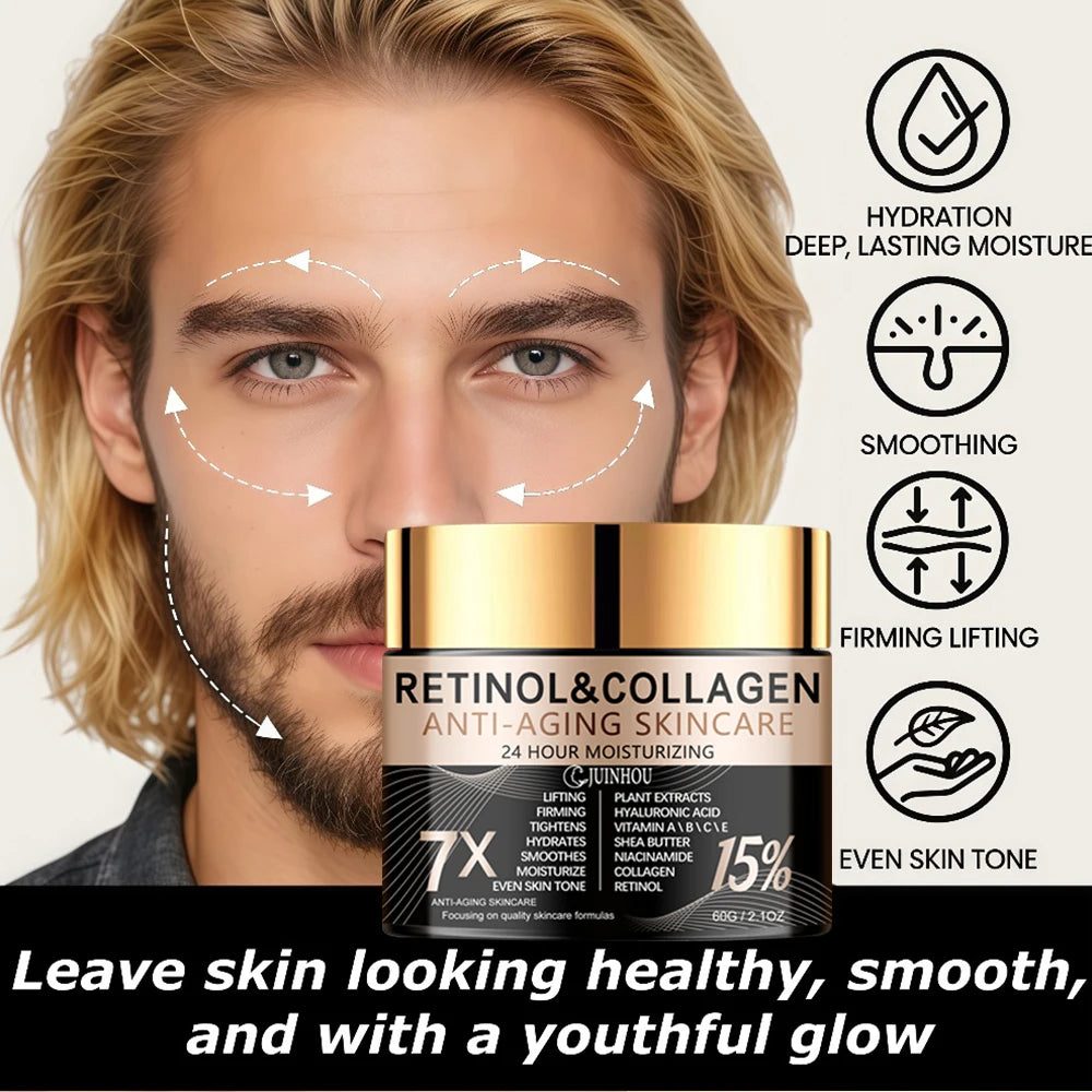 JUINHOU Men's Retinol Collagen Skin Renewal Cream Makes Skin Supple and Moisturized Refreshing and Non-greasy Men's Only