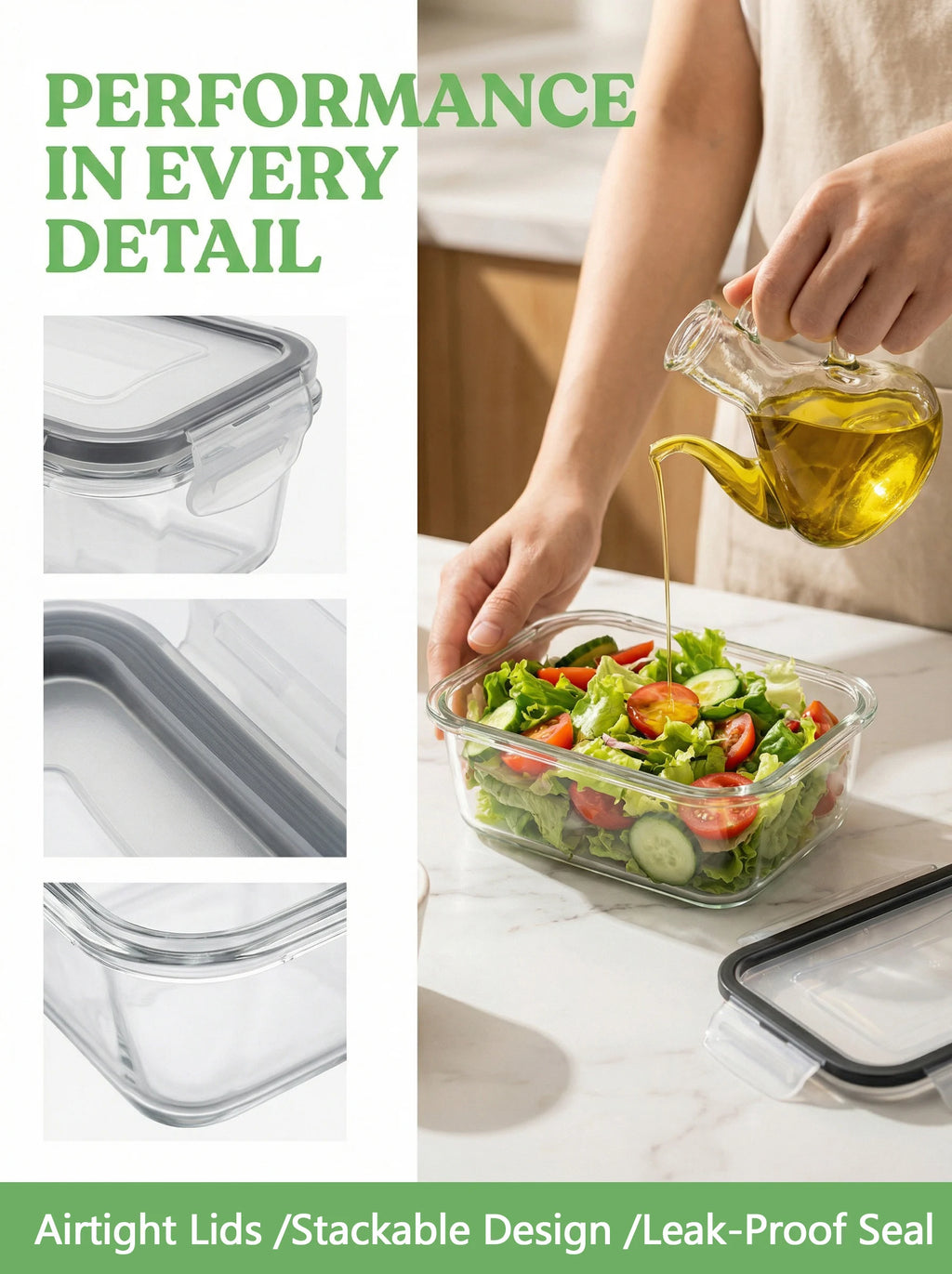 2026 New Clear Kitchen Food Storage Container Set Microwave Safe Multifunctional Plastic Lunch Box with Lid Airtight Leakproof