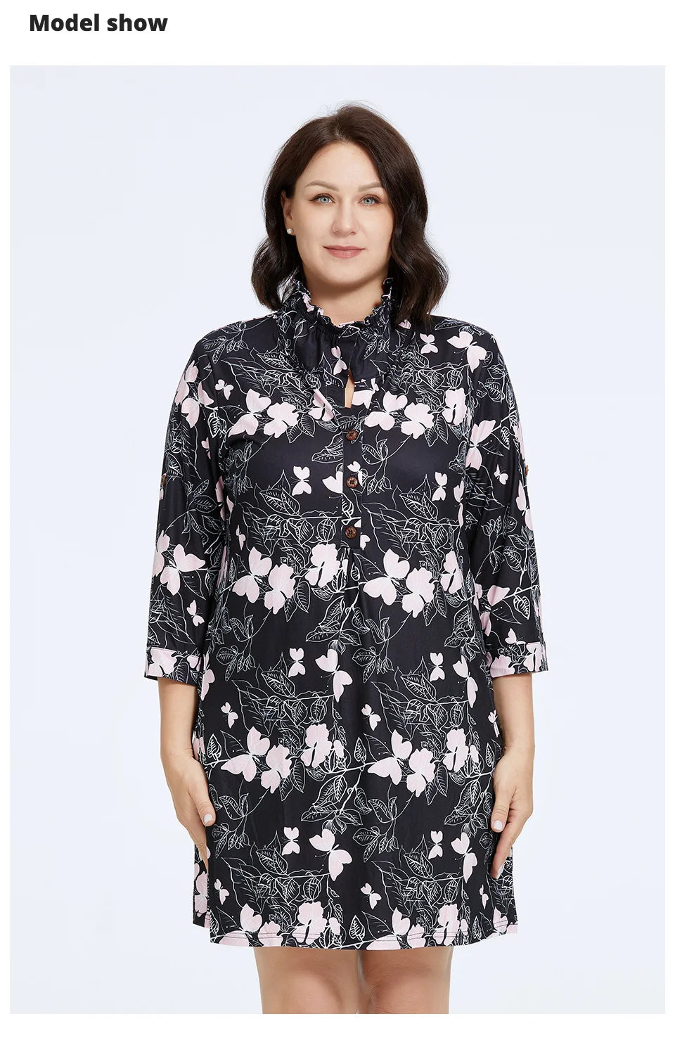 Astrid Women's Dresses 2023 New Long Sleeves Plus Size Floral Print Elegant Dress Stand-Up Collar Party Dresses Daily Office