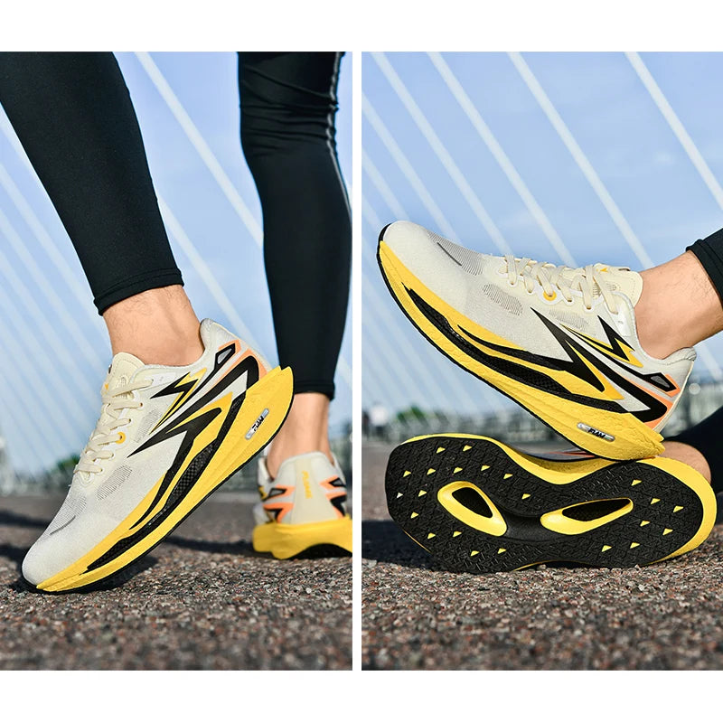  Men's Running Shoes Breathable Cushioning Non-Slip Outdoor Sports Jogging Shoes Couple Trainer Race Sneakers Off-road Shoes