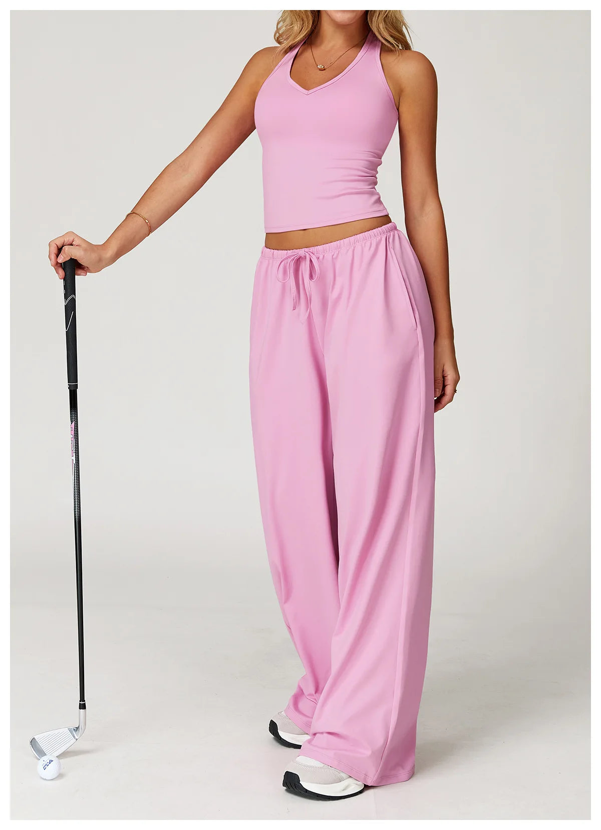 Women's High Waist Drawstring Yoga Pants Hanging Wide Leg Loose Casual Pants Women's Sports Pants Fitness Running Elastic Pants