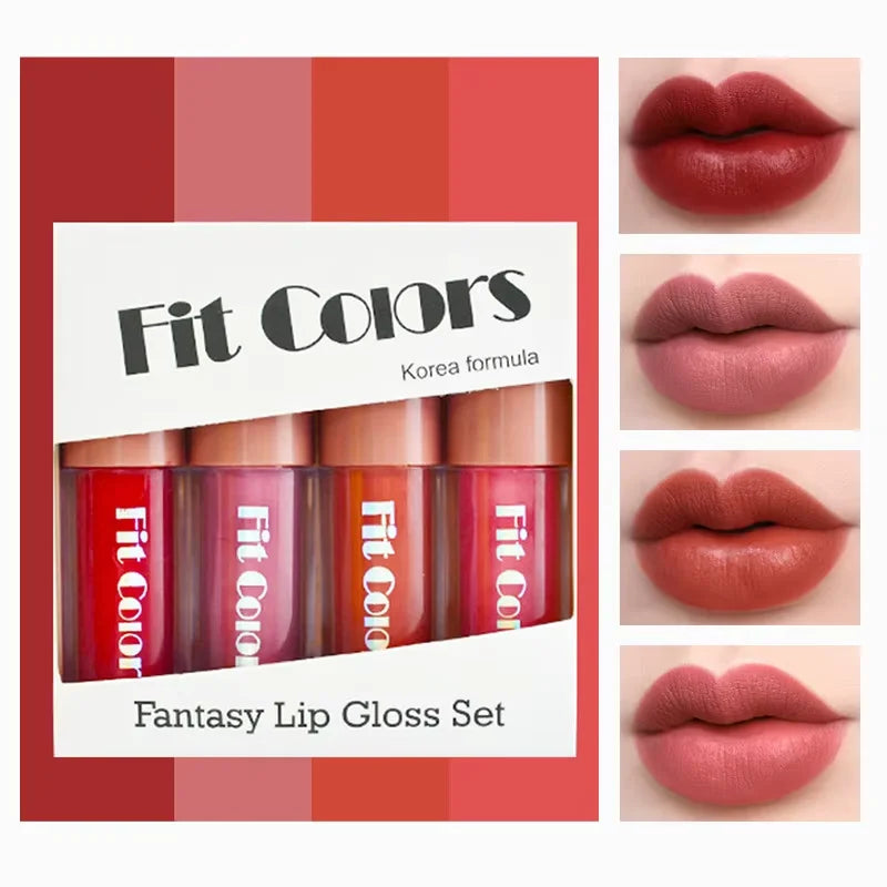 Velvet Matte Lip Gloss Set,Non-Stick Cup Lip Makeup ,Long-Lasting Fruit Scented Lip Tint,Smooth Lightweight Lip Glaze Stain S