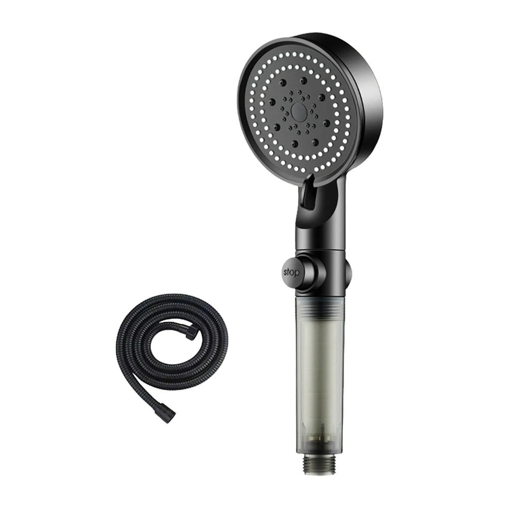 Hydro Boost High Pressure Shower Head 5 Spray Modes Stainless Steel Water Saving Filter Showerhead With Strong Flow For Bathroom