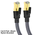 Ethernet Cable Cat 8 40Gbps Nylon Braided Flat LAN RJ45 Cable for Router Modem Laptop PC PS5 High Speed 1M 2M 8M 30M