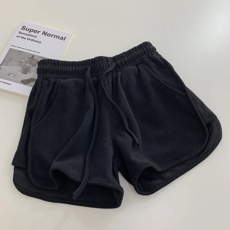 New2026 Women's Summer Casual Loose Drawstring Sports Shorts Elastic High Waist Fitness Running A-line Shorts Leisure Home Pants