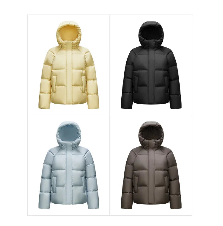 Semir Down Jacket Women Solid Color Loose Versatile 2025 Winter New Waterproof Oil-proof Stain-proof Hooded Coat Down Jacket