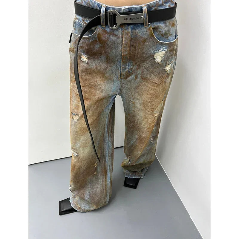 Vintage Washed Baggy Jeans Women Y2K Harajuku Streetwear Loose Wide Leg Denim Pants High Waist Retro Distressed Jeans Outfit y2k