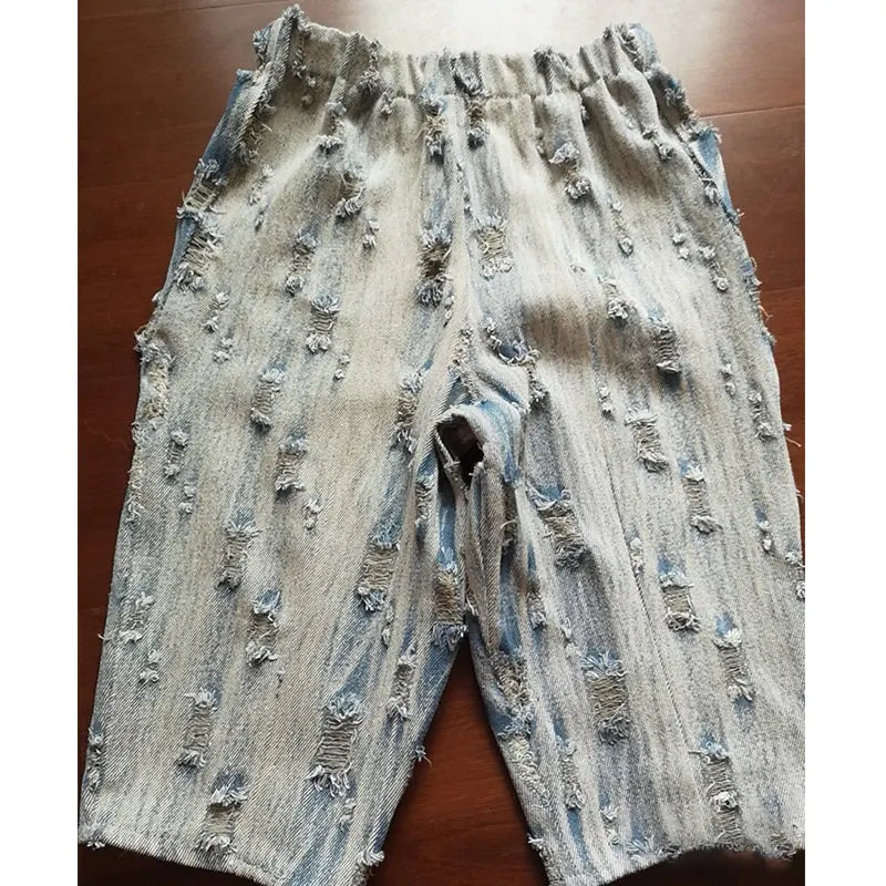 High-quality Vintage cotton ripped denim For Jeans, jackets, skirts, bags, upholstery, crafting, designer fabrics
